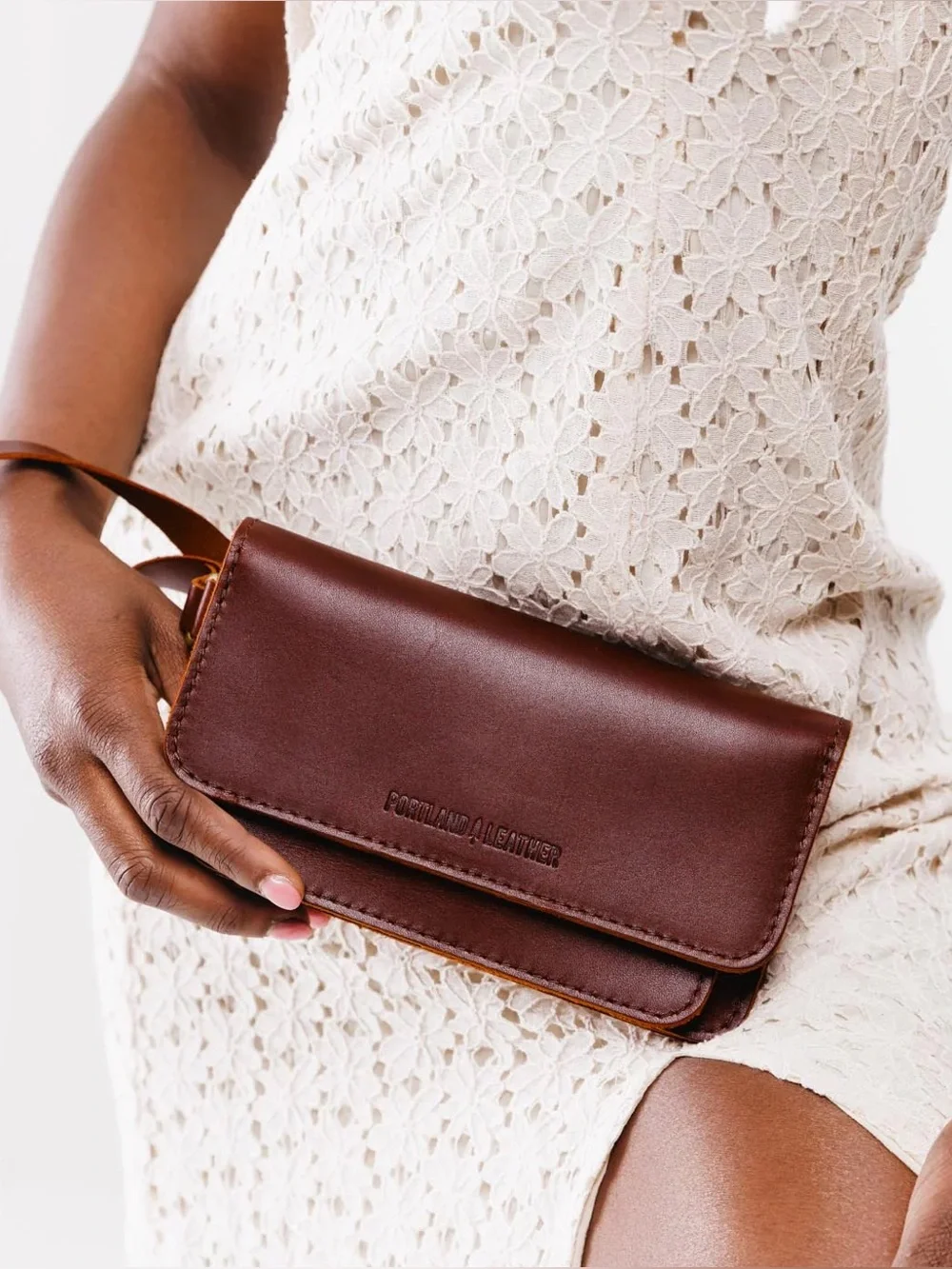 Portland Leather Company Lily Cognac Leather Wristlet / Wallet